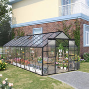 Aluminum Greenhouse Polycarbonate Walk-in Garden Greenhouse Kit With Adjustable Roof Vent,Multiple Packages Shipped. Please Pay Attention To The Dimensions And Weight In The Details.