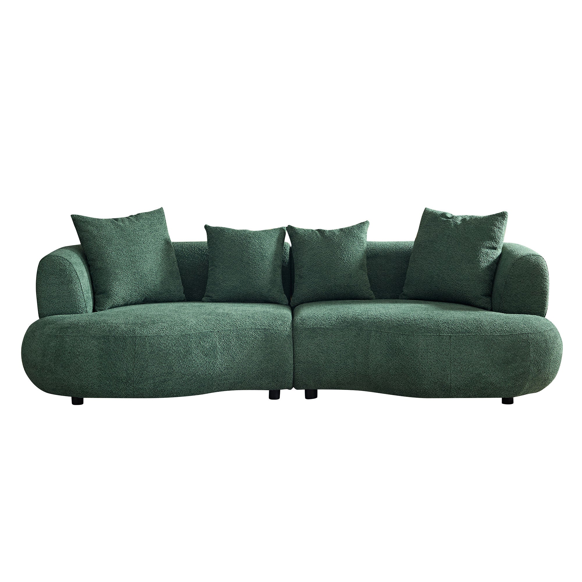 102.36 Inch Mid Century Modern Sectional Curved Sofa Couch, Comfy Sofa For Living Room,Upholstered 4-Seat Sofa Boucle Fabric Cream Style Couch For Apartment,Green