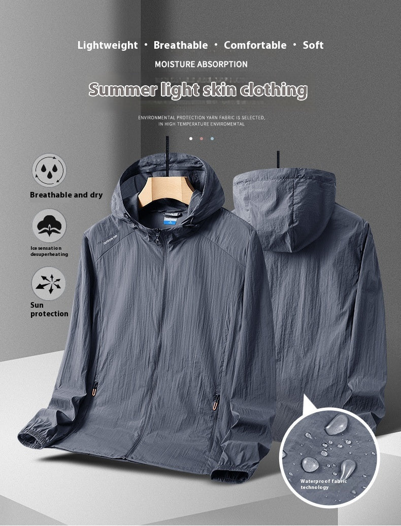 Men's Sun Protection Clothing Summer Lightweight Breathable Outdoor Sports UV Protection Lightweight Jacket