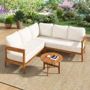 U-Style Acacia Solid Wood Patio Furniture Set  Outdoor Patio Conversation Furniture Set With 6 Soft Seat Cushions And Backpack   All Weather Outdoor Patio Sofa With Arc Frame  For Backyard  Garden.