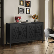 60 Inches Modern Farmhouse Accent Cabinet With 4 Doors And Adjustable Shelf Wood Sideboard Buffet Cabinet Console Table Credenza Buffet Table For Kitchen Dining Room Entryway Hallway Antique Black