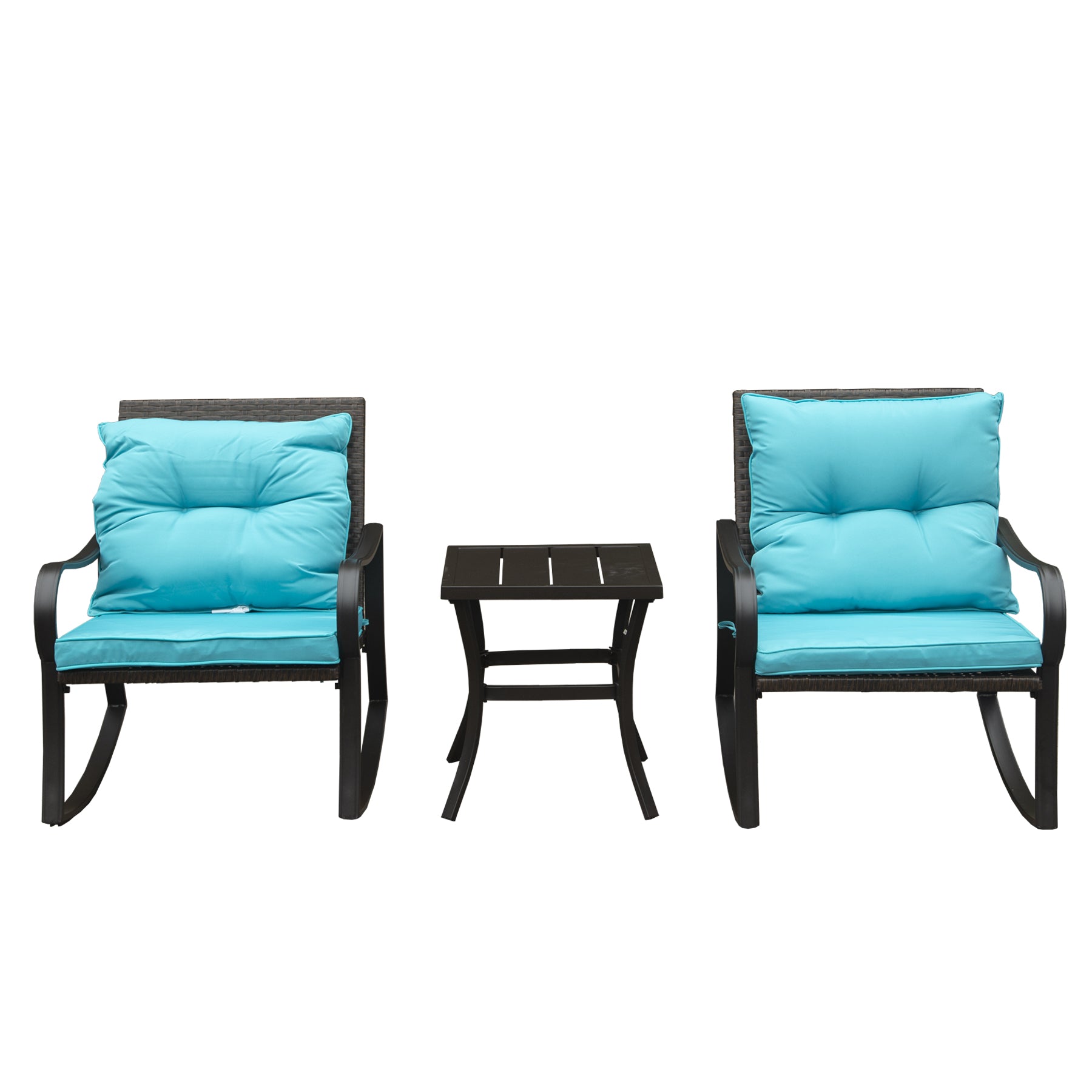 Metal 2 - Person Outdoor Patio Rocking Seating Group With Cushions