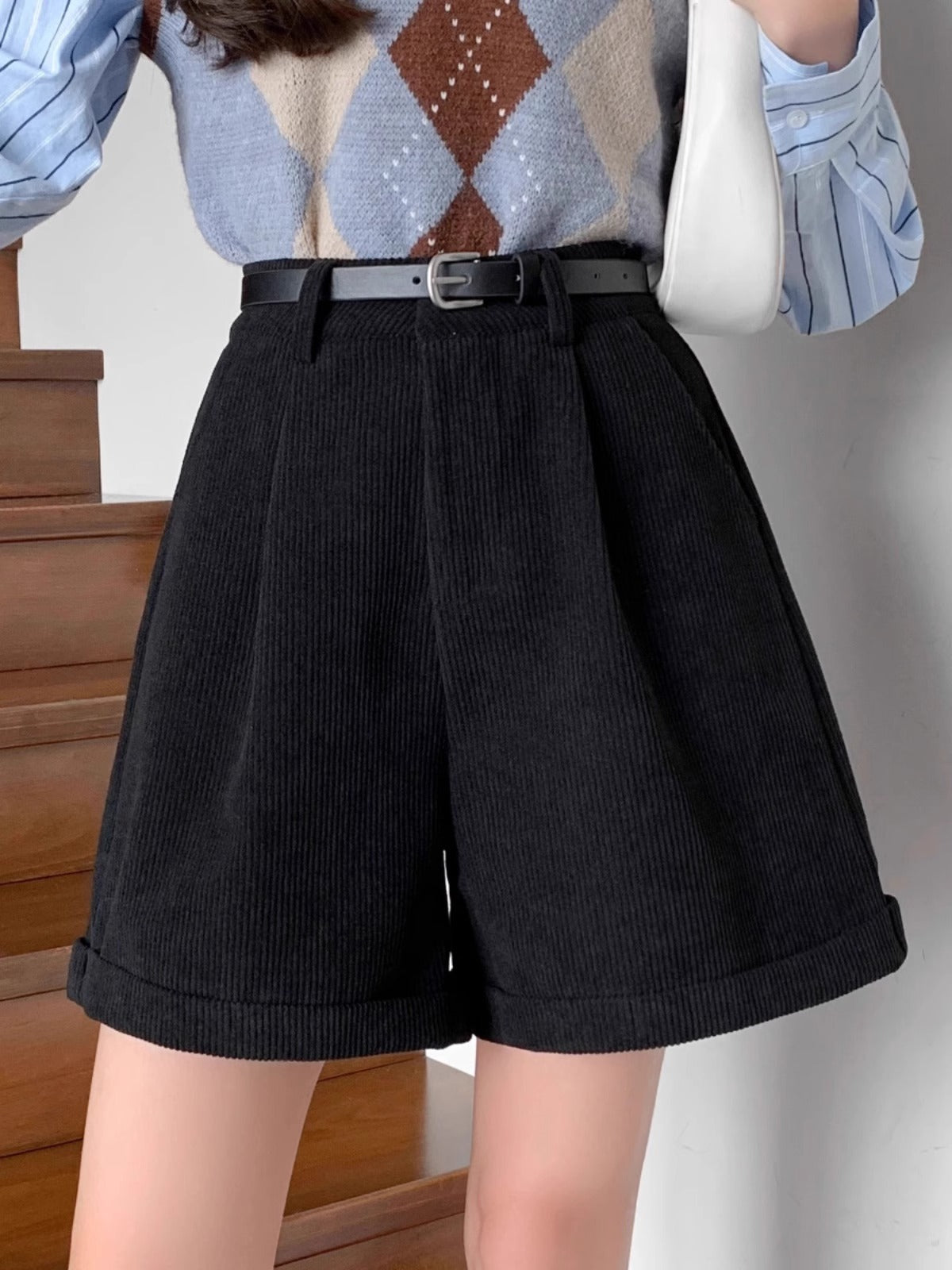 Fashion Brown Corduroy Shorts For Women