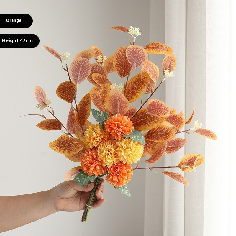 Home Decoration Essential Eucalyptus Leaves Chrysanthemum Bouquet Multi-color Optional Artificial Flower