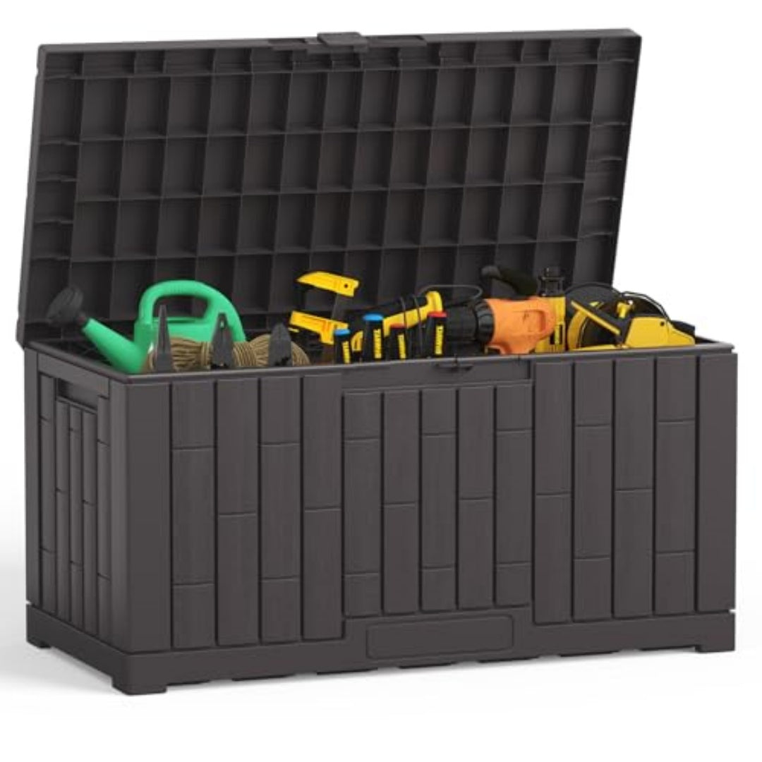 60-gallon Deck Box, With Handle And Lockable Resin Outdoor Storage Box, UV-resistant And Waterproof Storage Box