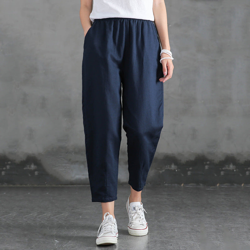 Women's Thin Radish Nine Points Cotton Linen Harem Pants