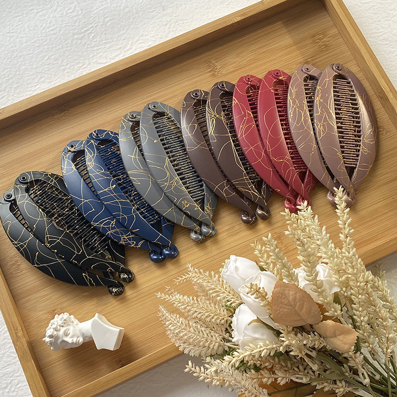 Ponytail Lentils Large Painted Brushed Color Flat Fish Clip Barrettes