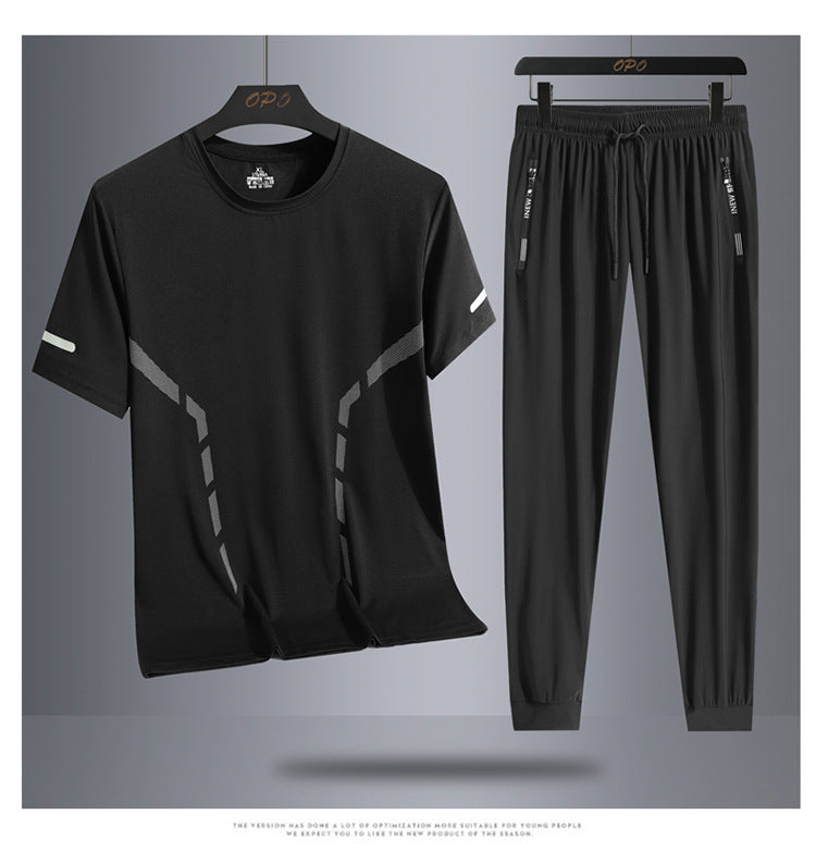 Men's Casual Elastic Short Sleeved Pants Set