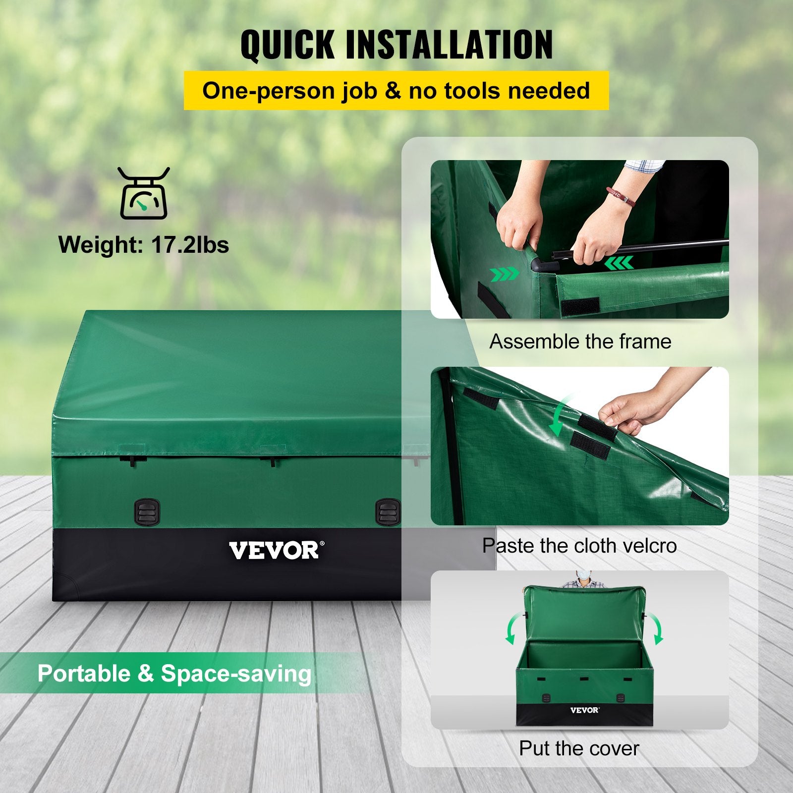 Outdoor Storage Box Patio Deck Box 230 Gallon Waterproof PE Tarpaulin