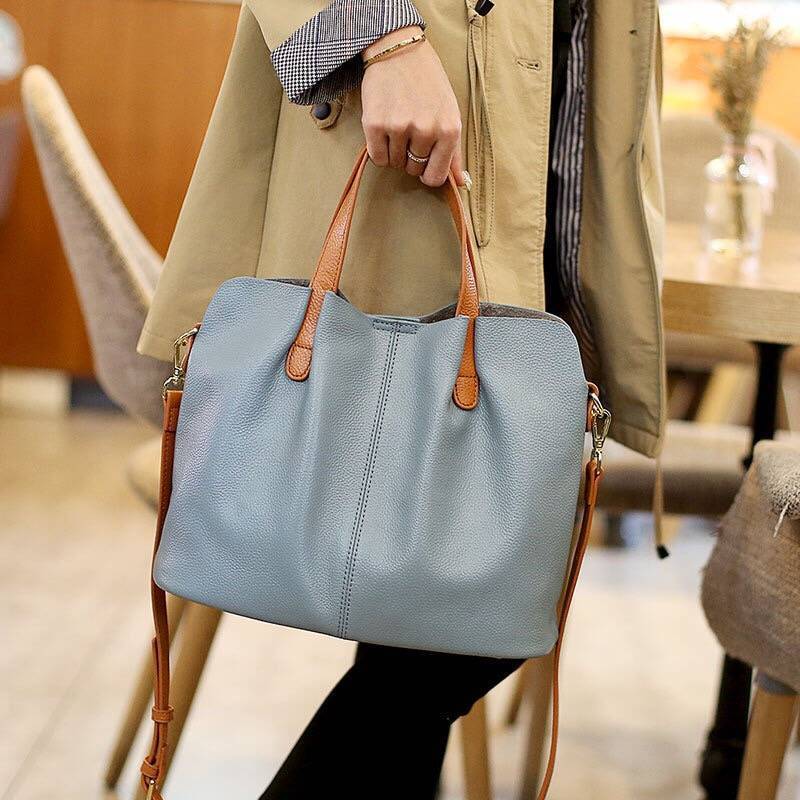 Leather bag women's mother bag soft leather tote bag