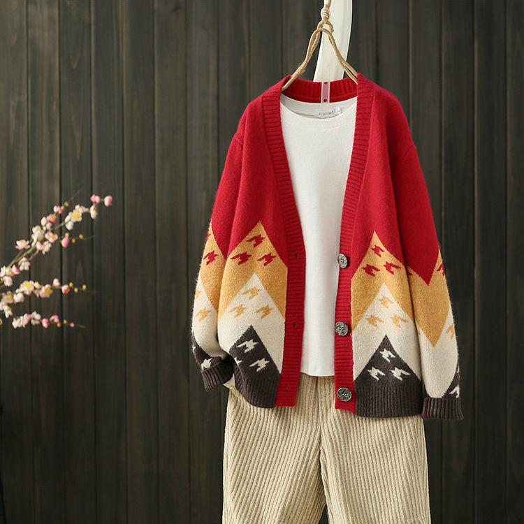 Retro Cardigan Jacket Women Knitted Loose Korean Style