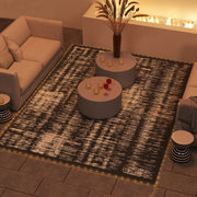 Reversible Outdoor Rug Carpet with LED Lights, Carry Bag & Ground Stakes for Backyard, Deck, Picnic, Beach, 12' x 9'