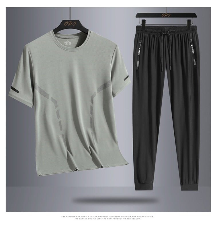 Men's Casual Elastic Short Sleeved Pants Set