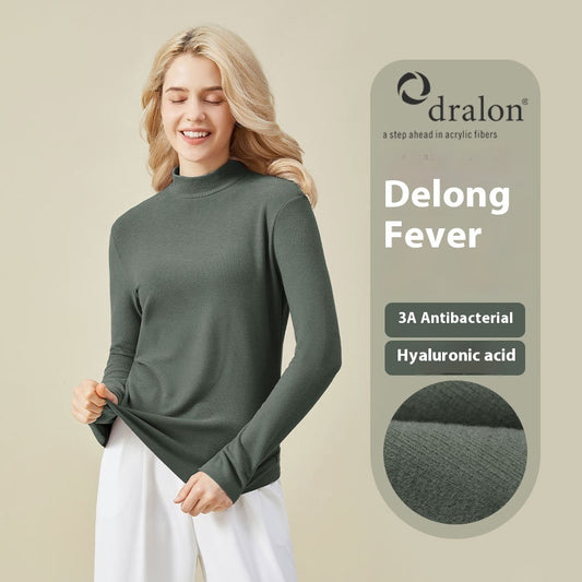 Hyaluronic Acid Half Collar Top Heating Inner Long-sleeved