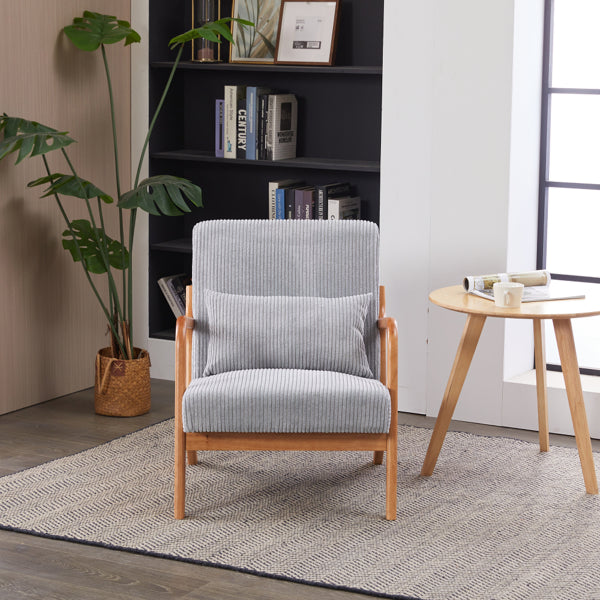 Mid-Century Modern Accent Chair, Arm Chair Living Room Chairs With Pillow Upholstered Reading Chair With Solid Wood Frame & Living Room Bedroom Balcony