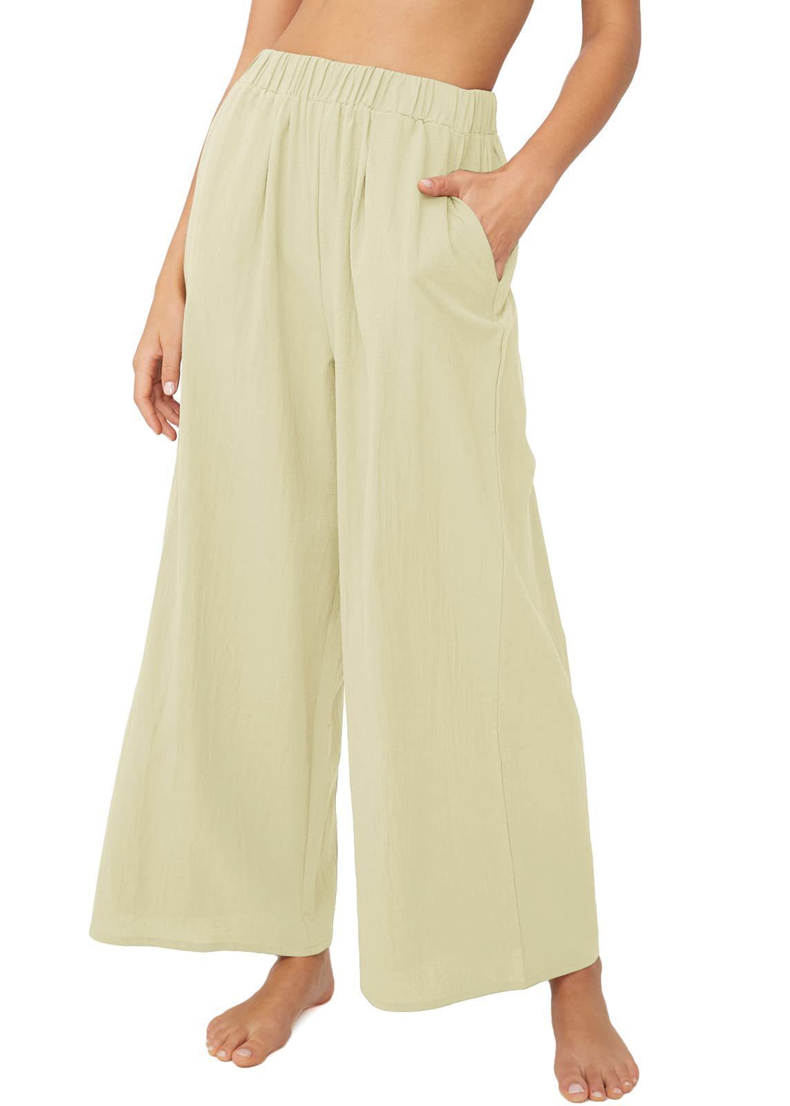 Women's Fashion Casual Solid Color High Waist Loose Wide Legs Trousers