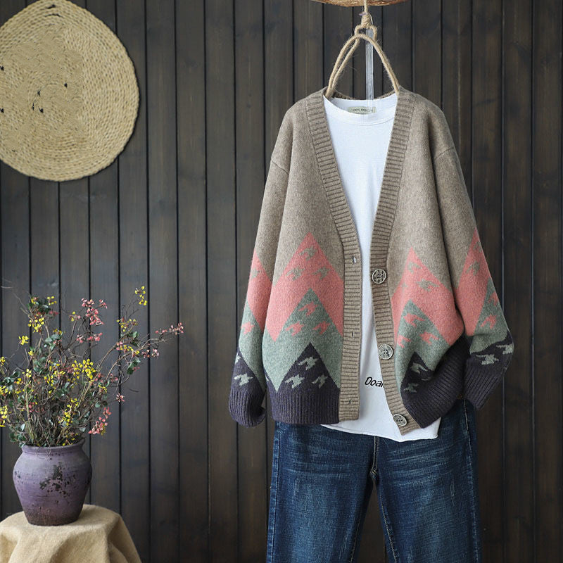 Retro Cardigan Jacket Women Knitted Loose Korean Style