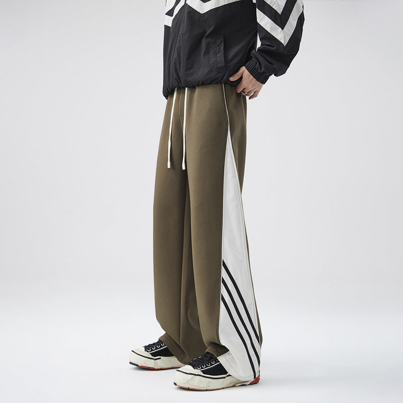 Casual Wide Leg Sports Straight Pants Men