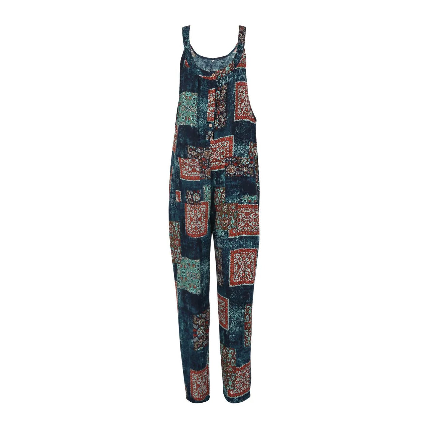 Women's Loose Vintage Print Jumpsuit