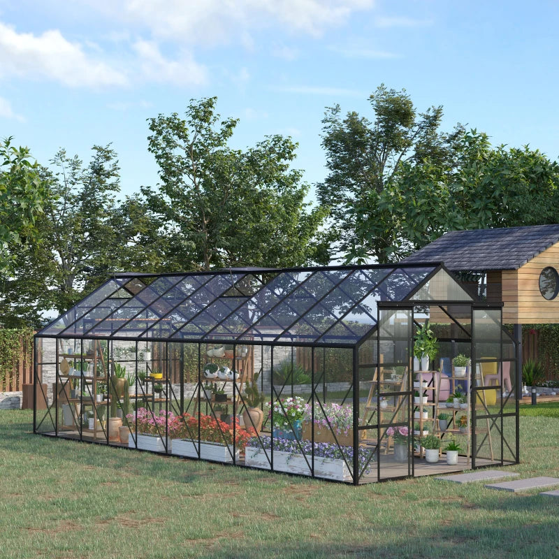 Aluminum Greenhouse Polycarbonate Walk-in Garden Greenhouse Kit With Adjustable Roof Vent,Multiple Packages Shipped. Please Pay Attention To The Dimensions And Weight In The Details.