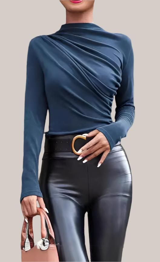 Solid Color Slim Fit Long Sleeves Top