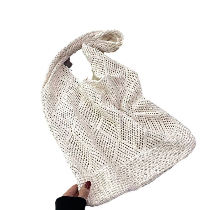 Solid Color Bag Knitted Bags Hollow Woven Bag