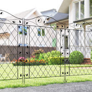 Garden Fence, 4 Pack Steel Fence Panels, 11.5' L x 43" H, Rust-Resistant Decorative Border Flower Edging for Yard, Landscape, Patio, Outdoor Decor, Wavey Vines