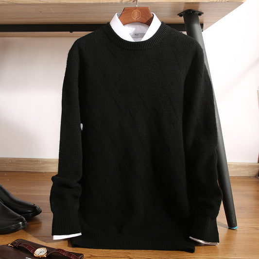 Men's double-strand thick pure wool sweater