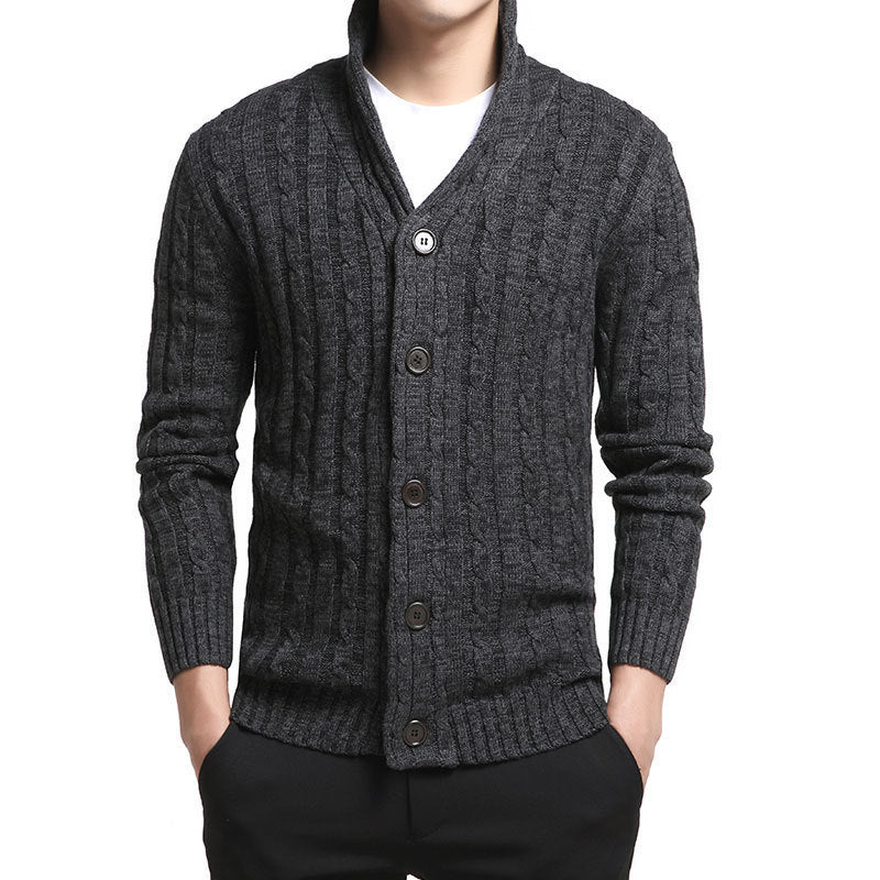 Men's cotton cardigan button knit sweater