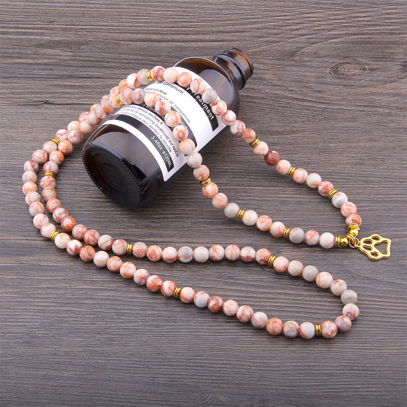 Tree pattern agate long bracelet