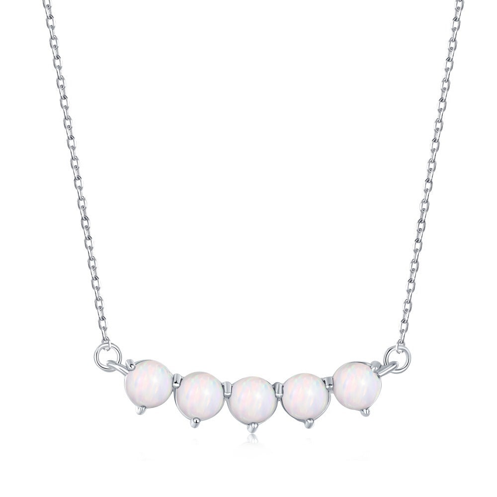 Niche 925 Sterling Silver Opal Girl Necklace