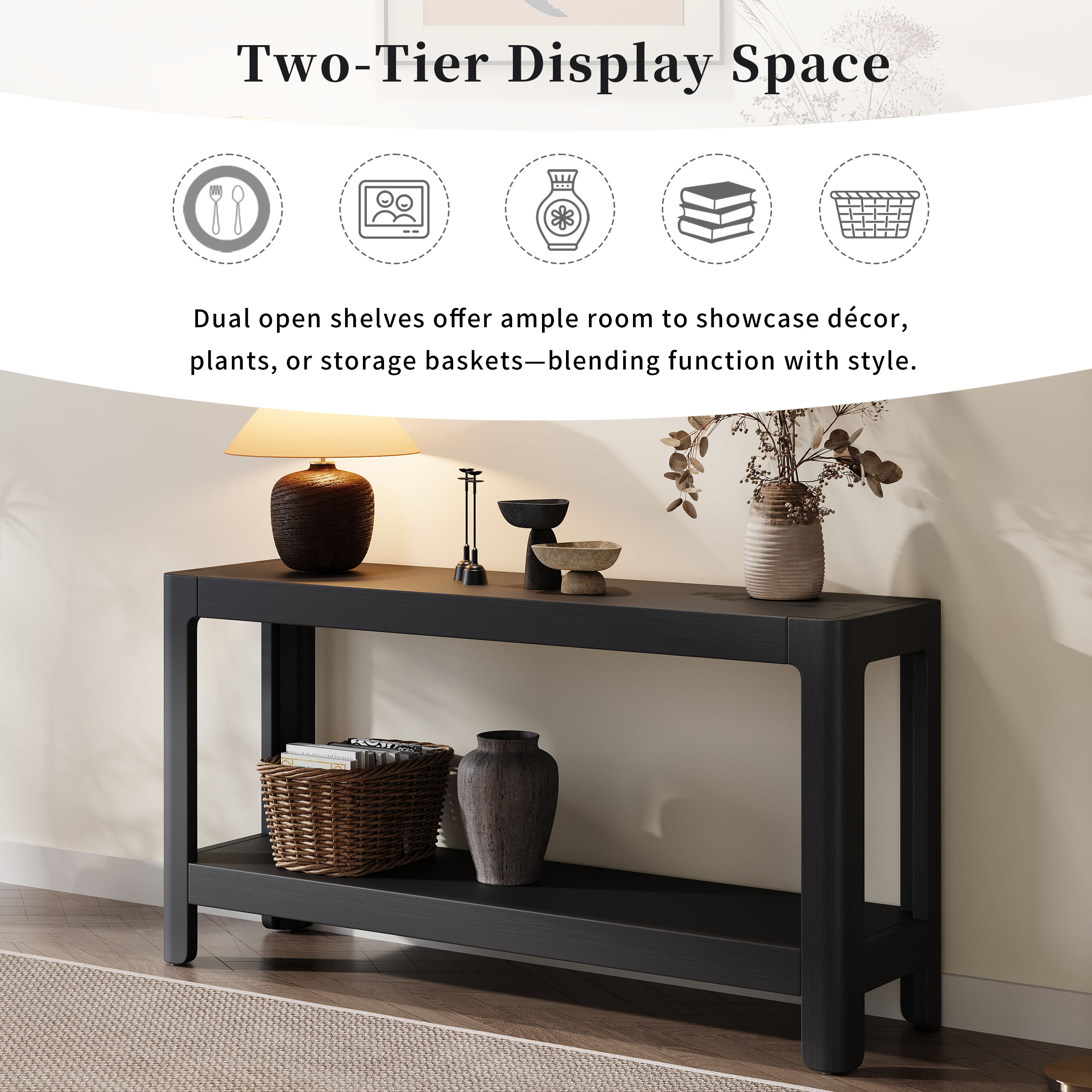 Mirod Modern Farmhouse Console Table,Elegant Minimalist Design With Premium Wood Veneer And Rounded Corners