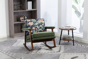 Mid Century Modern Accent Chair ,rocking Chair With Wood Frame, Upholstered Living Room Chairs , Reading Armchair For Bedroom Sunroom