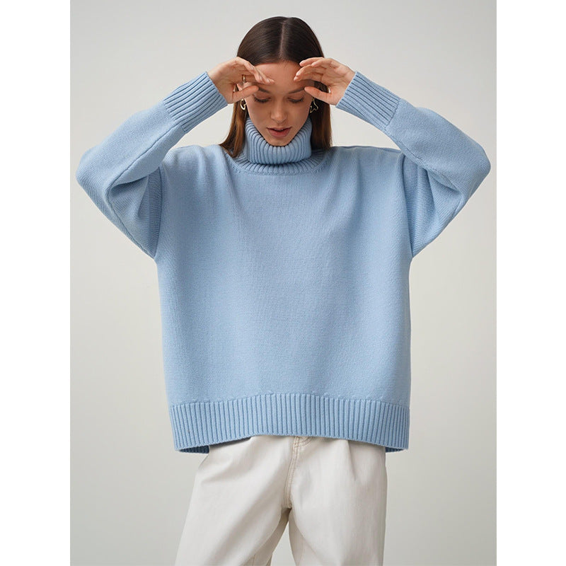 Solid Color Turtleneck Comfortable Loose Pullover Women's Sweater