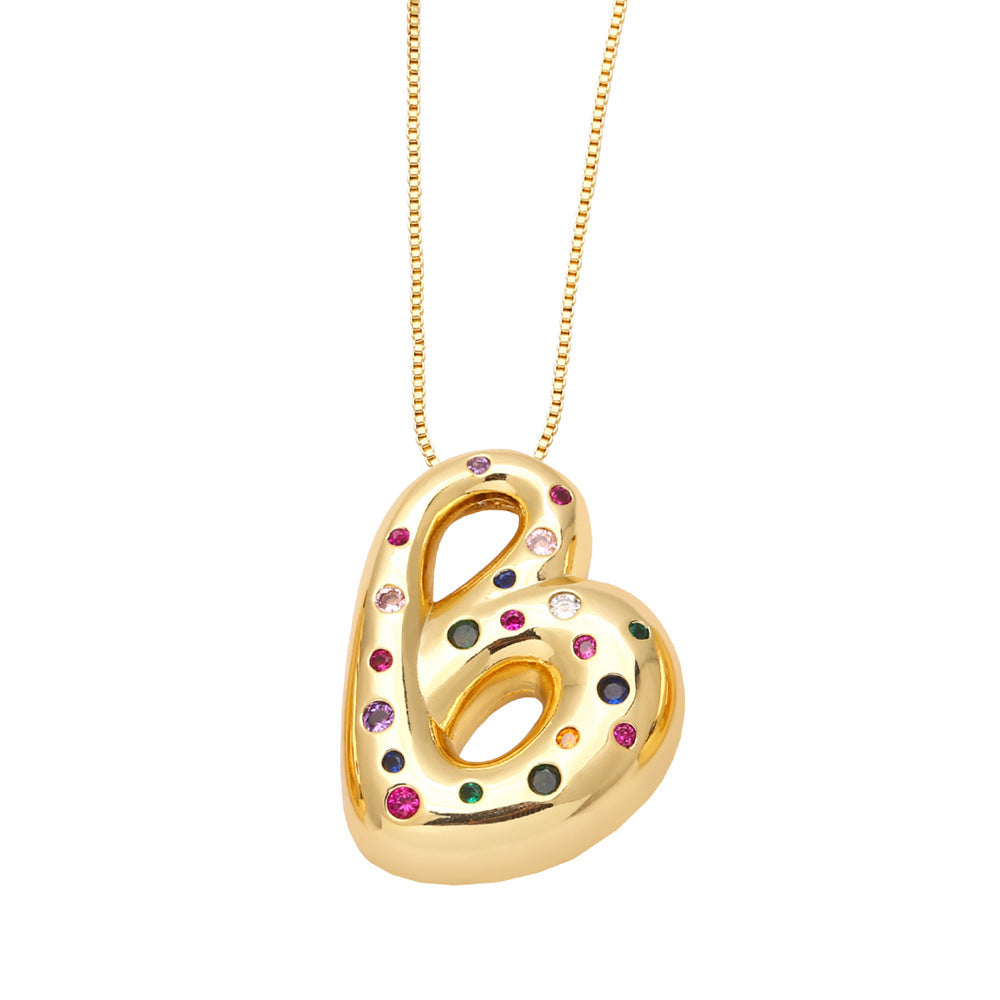 26 English Letter Necklace Gold-plated Inlaid Color