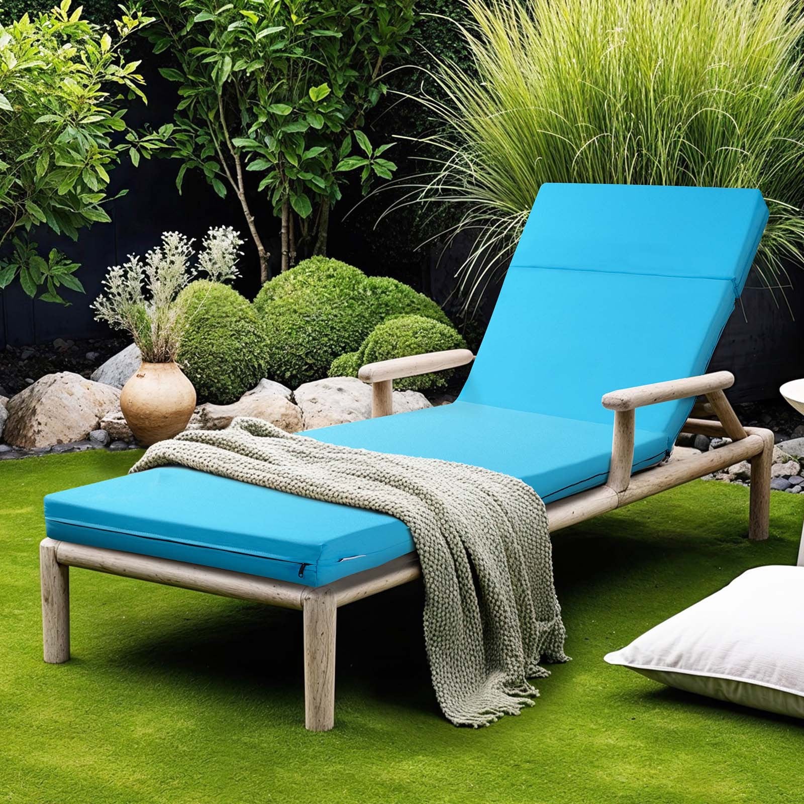 Set Of 2 Outdoor Chaise Lounge Chair Cushions 72 X 21 In Waterproof Thick