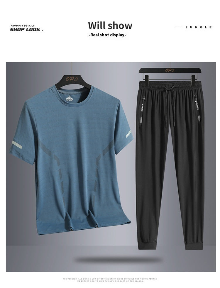 Men's Casual Elastic Short Sleeved Pants Set