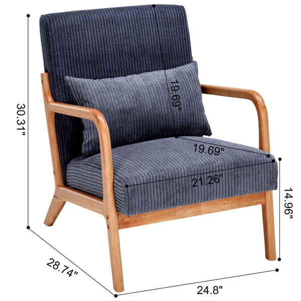 Mid-Century Modern Accent Chair, Arm Chair Living Room Chairs With Pillow Upholstered Reading Chair With Solid Wood Frame & Living Room Bedroom Balcony