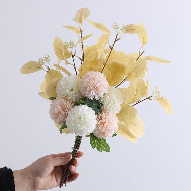 Home Decoration Essential Eucalyptus Leaves Chrysanthemum Bouquet Multi-color Optional Artificial Flower