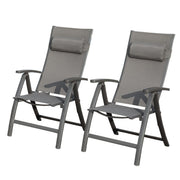 Patio Folding Chairs Set Of 2,Textilene Fabric Seat