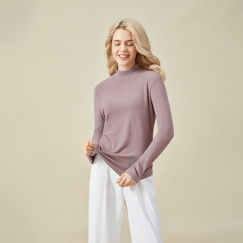 Hyaluronic Acid Half Collar Top Heating Inner Long-sleeved