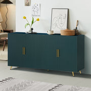 Wood TV Stand With Storage Cabinet & Adjustable Shelves, Media TV Console For Living Room Bedroom Navy Blue
