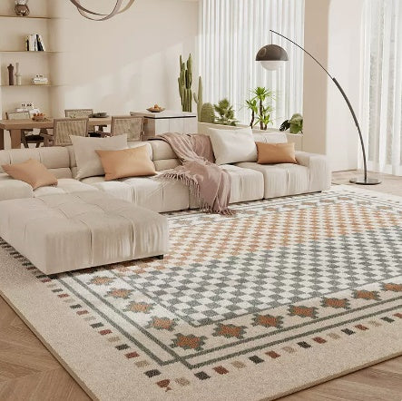 Living Room Carpet Checkerboard Bedroom Floor Cushion Sofa Coffee Table Blanket Dirt Resistant