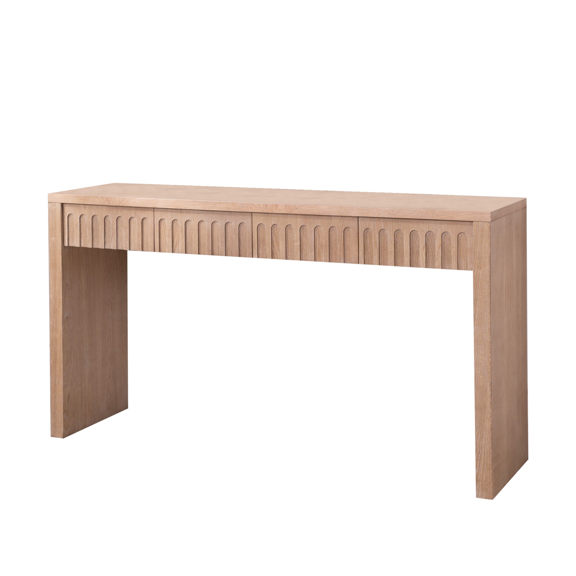 Modern Console Table With 4 Drawers  59.2  Entryway Table In Natural Wood Finish