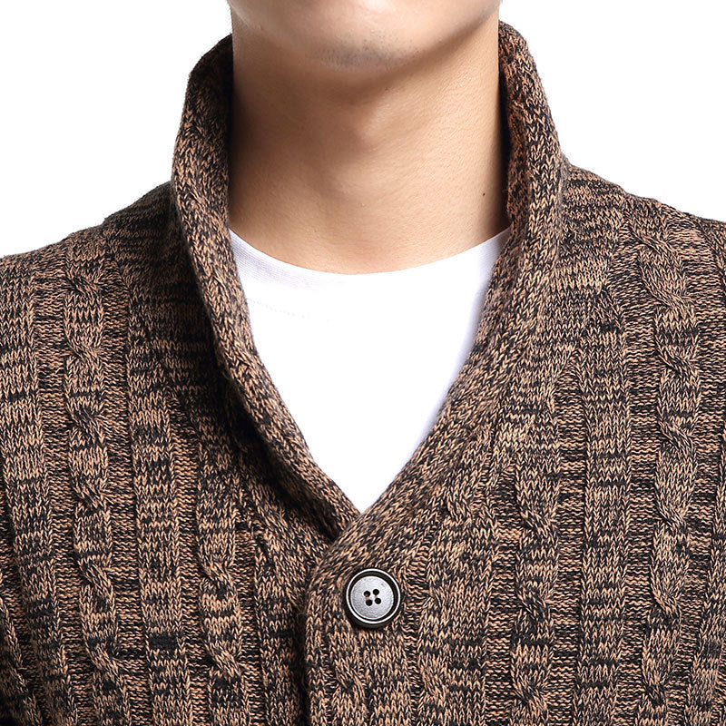 Men's cotton cardigan button knit sweater