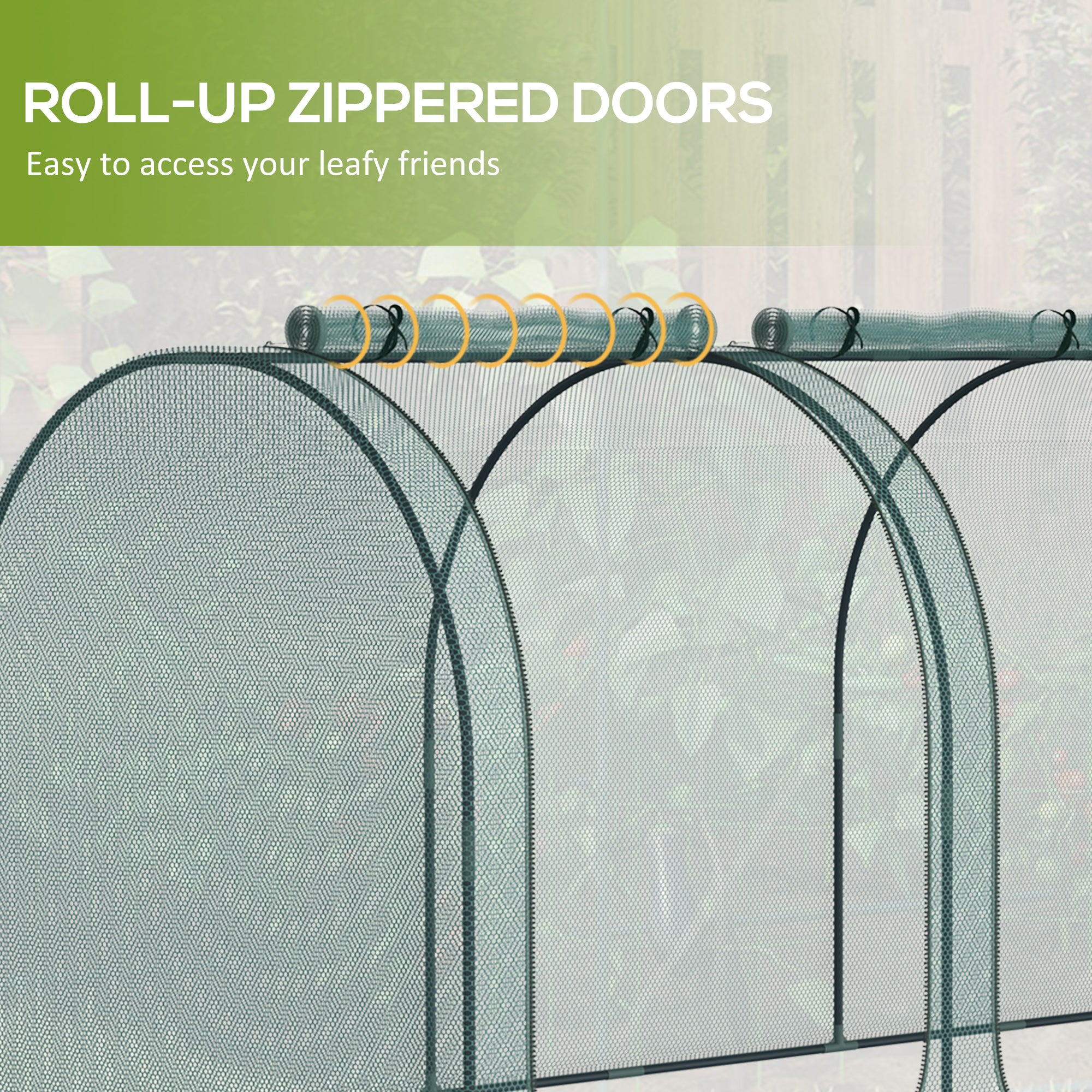 9' x 4' Crop Cage, Plant Protection Tent with Three Zippered Doors, Storage Bag and 4 Ground Stakes, for Garden, Yard, Lawn, Green