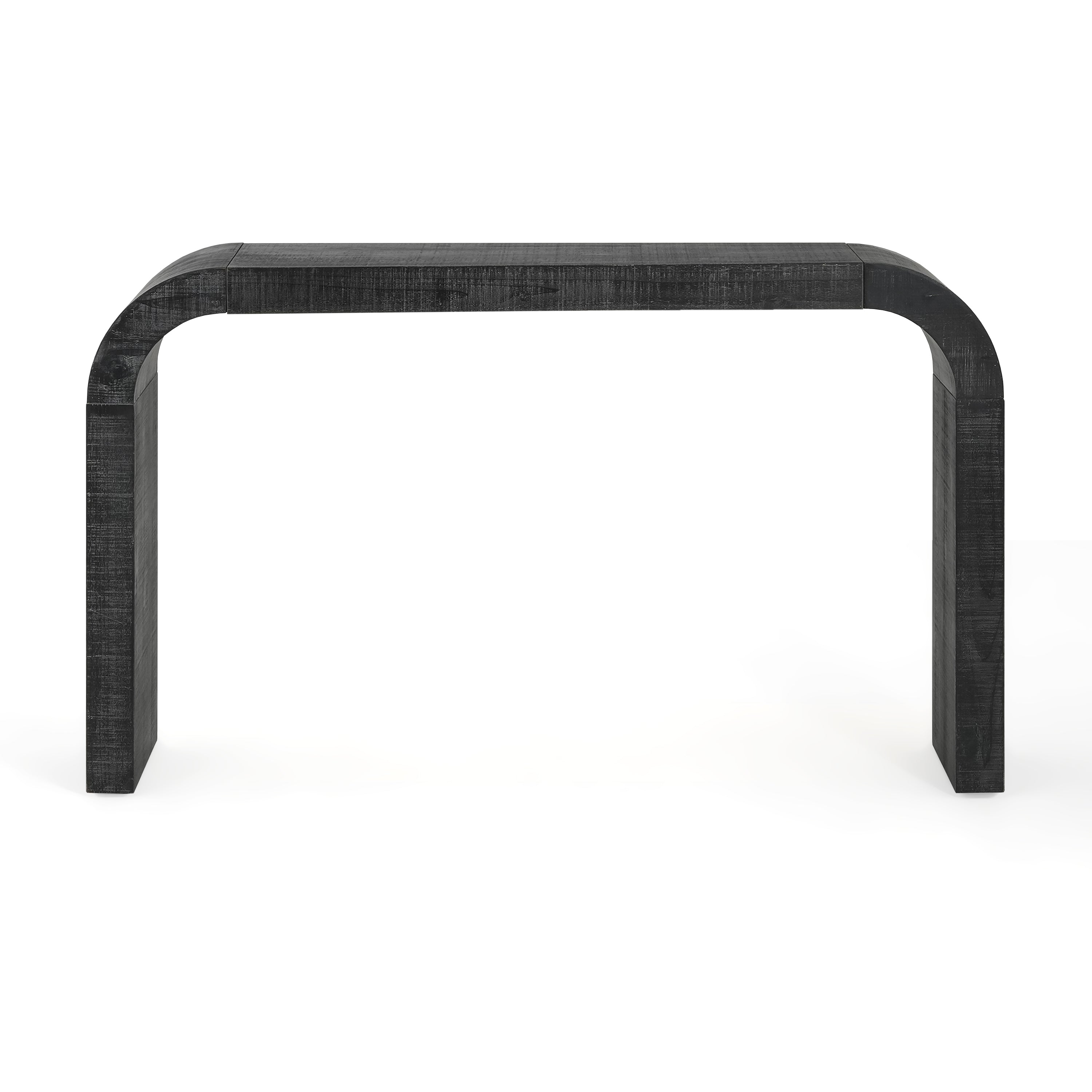 52  Wood Console Table With Curved Edge, Natural Texture, Perfect For Entryways And Living Rooms