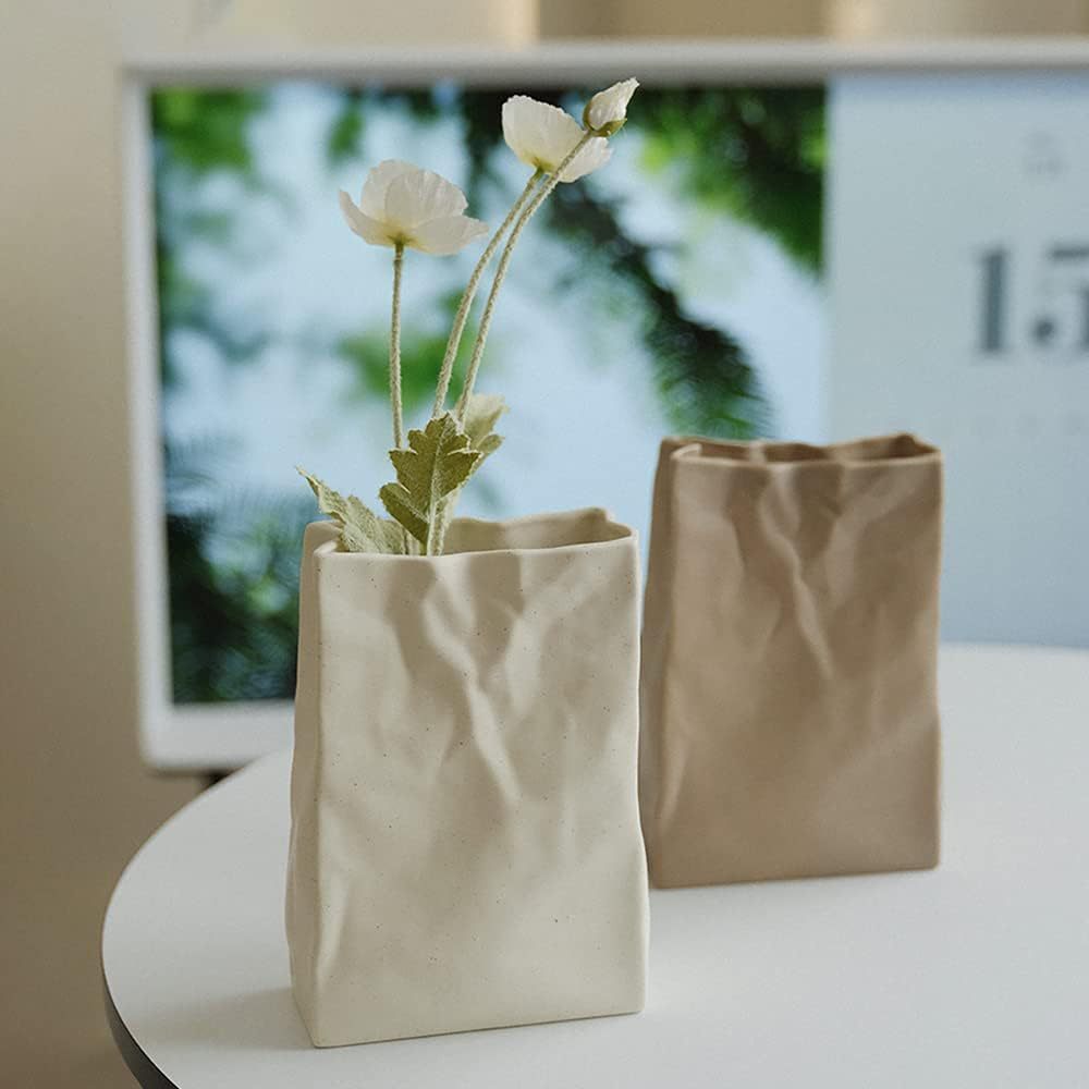 Paper Bag Nordic Ceramic White Vase