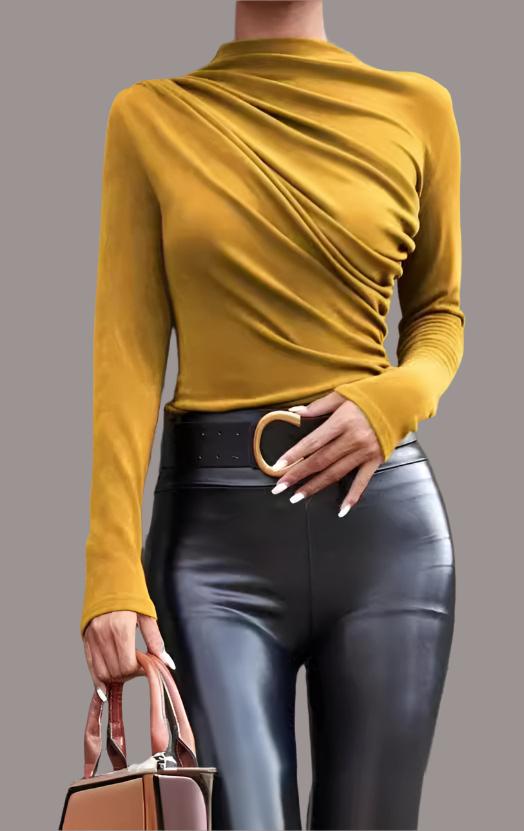 Solid Color Slim Fit Long Sleeves Top