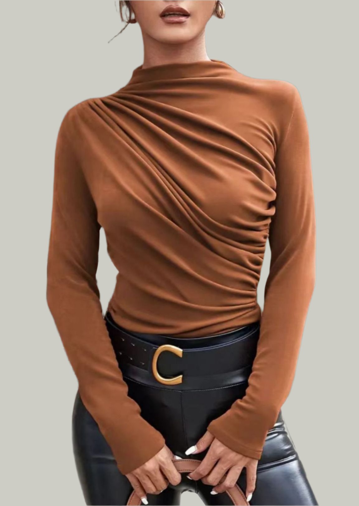 Solid Color Slim Fit Long Sleeves Top